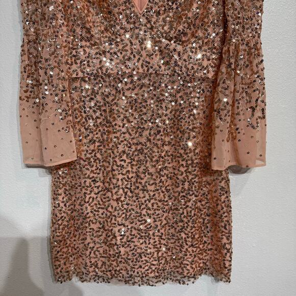 French Connection Dusty Pink Cellienne Sequin Mini Dress Sz 8 NWT - Picture 4 of 14